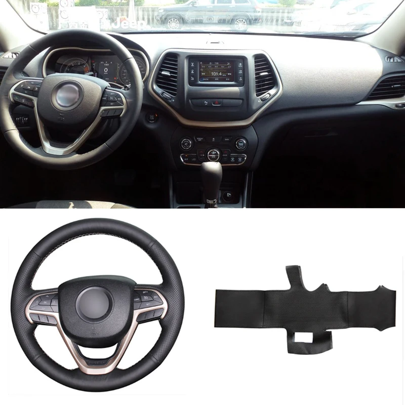 

Brand New DIY Sewing-on PU Leather Steering Wheel Cover Exact Fit For Jeep Grand Cherokee 2014-2016