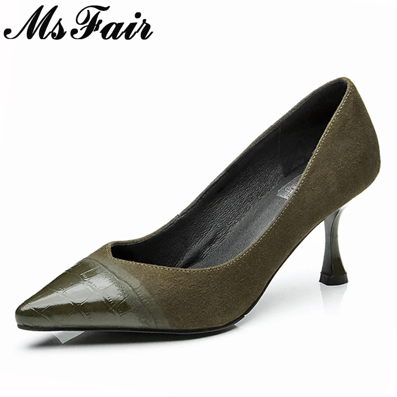 

MSFAIR Pointed Toe Thin Heels Women Pumps Shallow Fashion Stiletto heel High Heels Single Shoes Spring Mary Janes Women's Pumps
