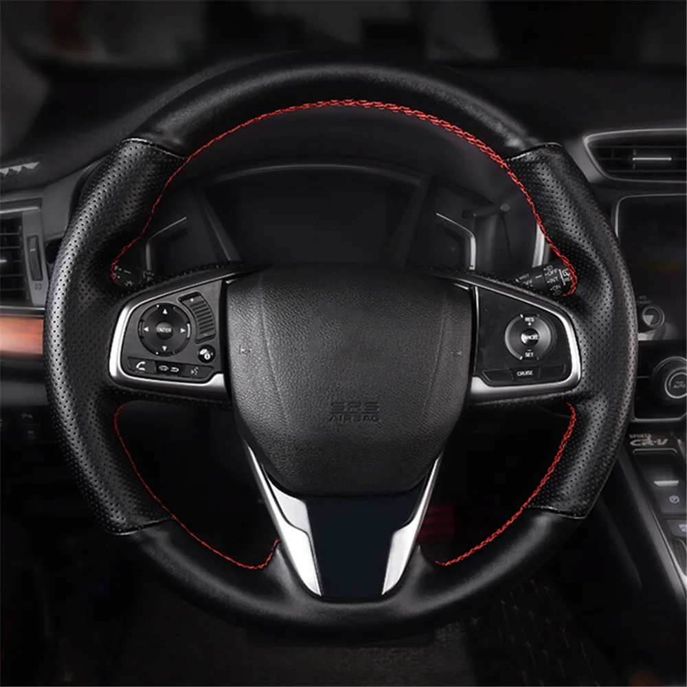 Чехол на руль для Honda CRV верхний слой кожа швейная Нескользящая Защита рулевого колеса автомобиля чехол на руль для CRV