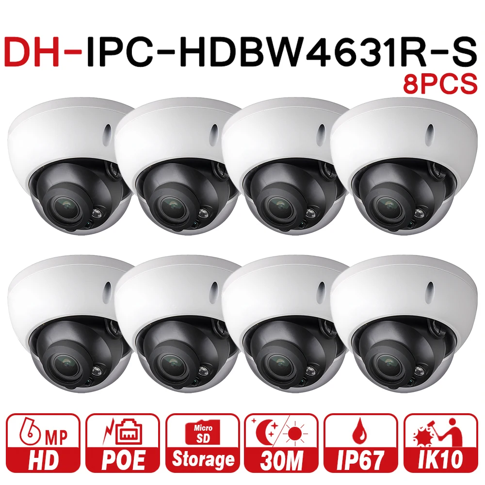 

DH Security IP Camera IPC-HDBW4631R-S 8Pcs/lot Upgrade From IPC-HDBW4431R-S 6MP POE SD Card Slot Security CCTV Camera IK10
