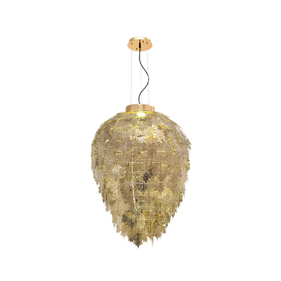 

Post Modern leaves led Pendant light etching stainless gold silver color led lamp shade with leaves shade drop ligh decoration