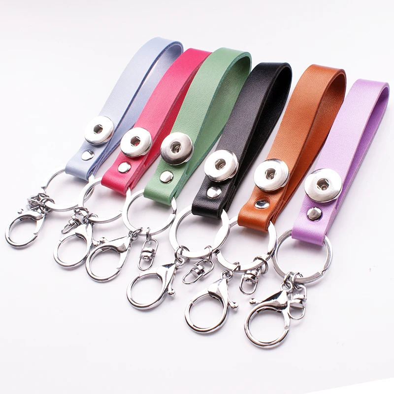 

MF6209 High quality PU leather 18mm snap button jewelry Keyring DIY keychain key chain
