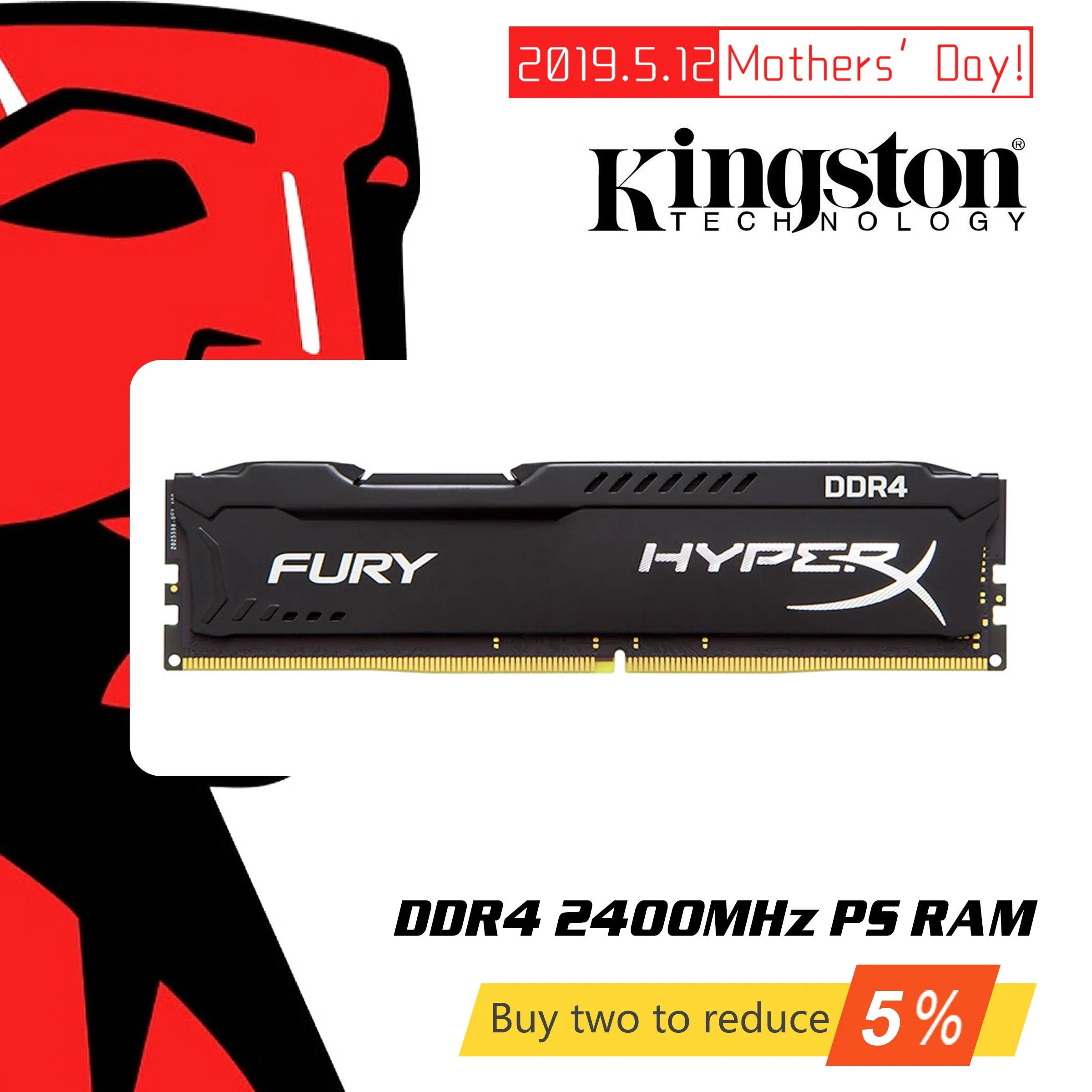 Оригинальная оперативная память kingston HyperX FURY 4 ГБ 8 ГБ 16 ГБ для настольных игр DDR4 2400 МГц CL15 DIMM 288-pin внутренняя память для игр