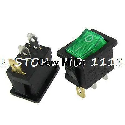 Verde Luce Al Neon Illuminato On-Off Spst Pannello Barca Rocker Switch 3 Spille