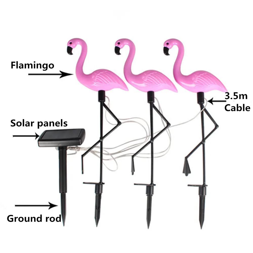 3 шт./лот светодиодный солнечный свет Фламинго лампа для газона на солнечной энергии огни для сада Открытый водонепроницаемый газон ландшафтное украшение освещение