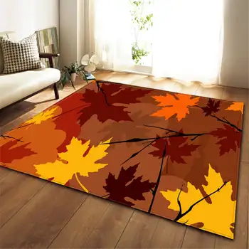 

European Style Home Decoration Carpet Comfortable Non-slip Rectangle Living Room Anti-slip Soft Yellow Leaves Carpet Area Rugs