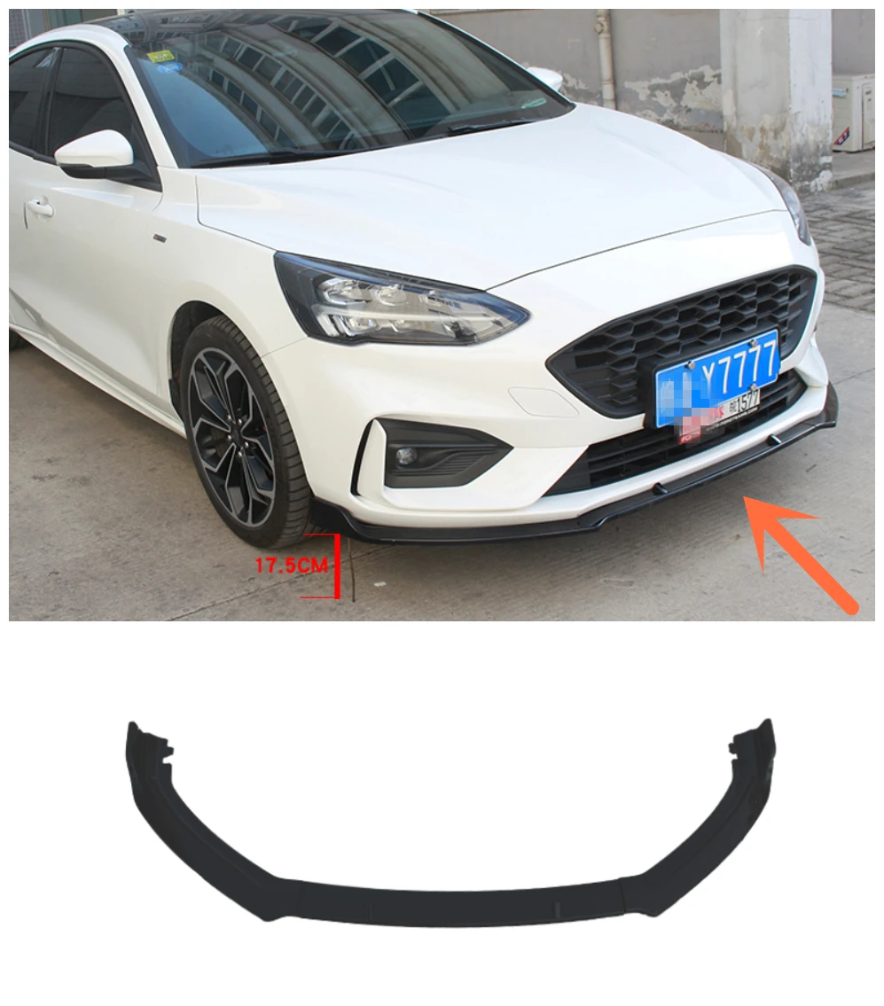 

Colour Front Bumper Lip Trim Around Grill Below Lips Cover Shovel Bumper protection For Ford Focus 2019 +