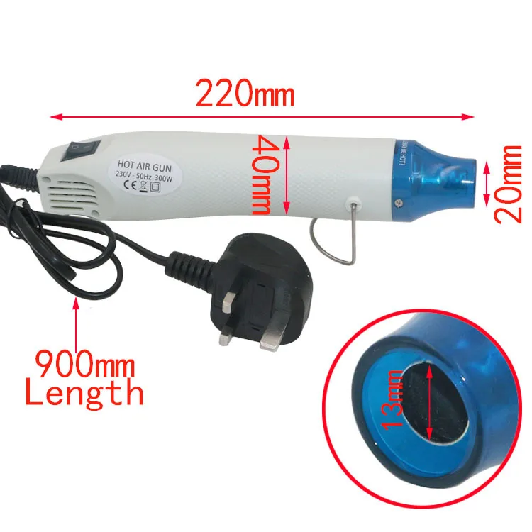 Soft ceramic hot air gun DIY rubber stamp convex powder relief powder heat shrinkable sheet 230v British standard black white
