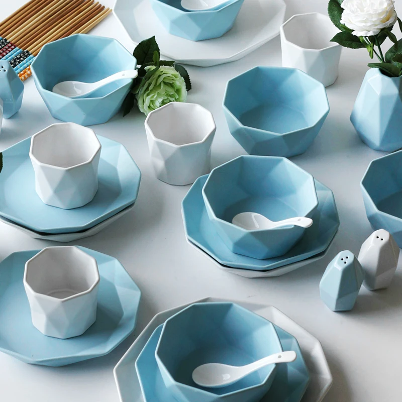 

13pcs Dinnerware Set Bone China Dish Plate Bowl Set Household Simple Dish Combination Household Gift Ceramic Set