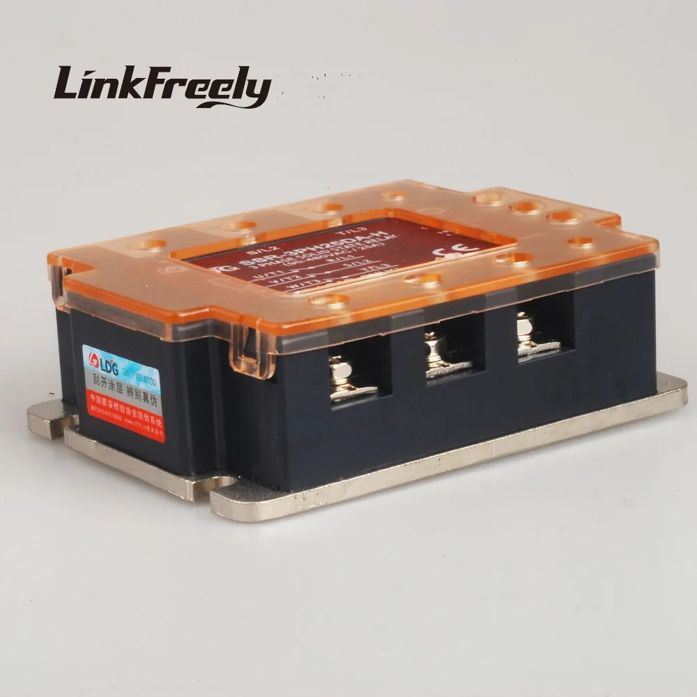 

SSR-3PH25DA-H 2pcs 3 Three Phase AC Solid State Relay LED 25A /480VAC Input: 3-32V DC control AC SSR Voltage Relay Switch Board
