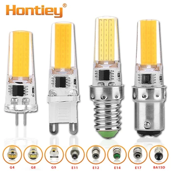 

Hontiey COB LED G4 G8 G9 BA15D 220V 110V Mini Bulb Silicone Crystal Lights Chandelier Halogen Spotlight Sewing Machine Dimmable