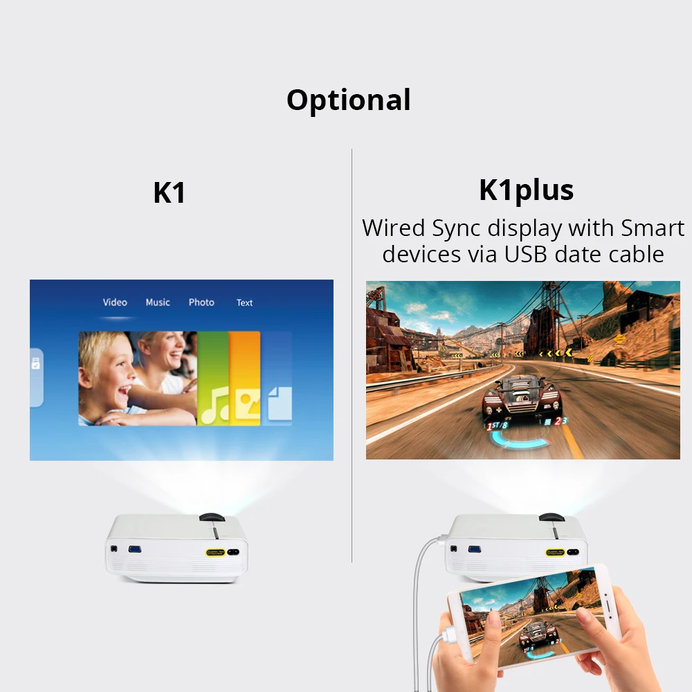 Pаспродажа Мини проектор BYINTEK SKY K1 K1plus светодиодный портативный домашний кинотеатр HD (дополнительный проводной дисплей синхронизации для Iphone Ipad Phone font b Tablet b font ...