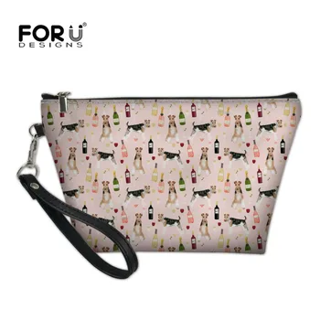 

FORUDESIGNS Women Fox Terrier Printing Cosmetic Bag Travel Organizer Portable Makeup Bag Storage Pouch trousse maquillage femme