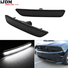 IJDM дымчатые линзы Передние боковые габаритные огни с 27-SMD янтарные/белые Светодиодный Фонари для 2010- Ford Mustang передний бампер