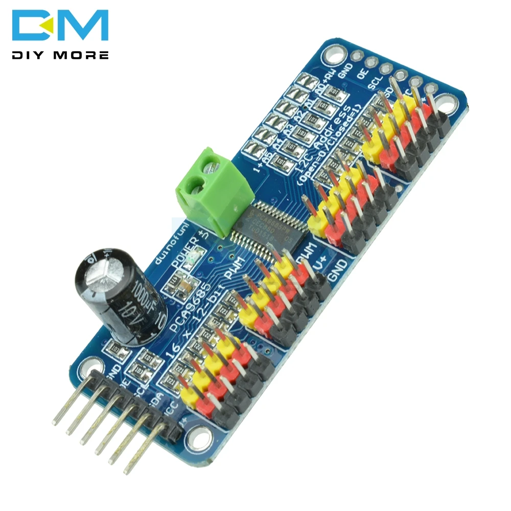 PCA9685 16CH 16-канальный видеорегистратор 12-битная ШИМ сервопривод I2C межсоединений интегральных схем интерфейсный Щит Плата расширения Модуль для Raspberry Pi сервопривод щит для Arduino