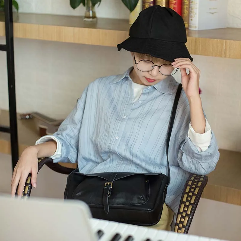 Vintage original simple shoulder bag first layer cowhide large capacity soft leather Messenger bag