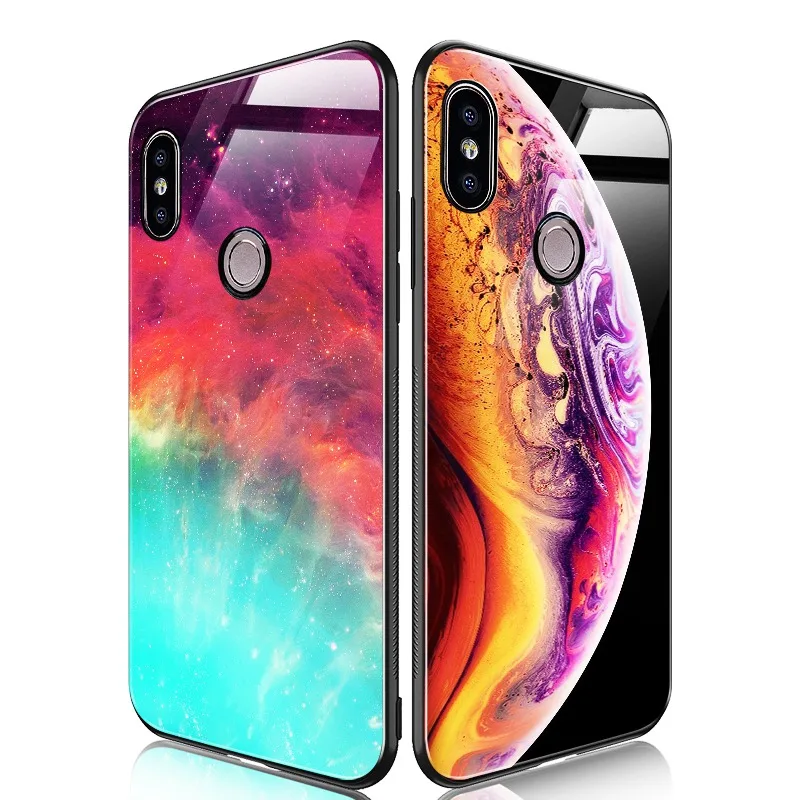 TOMKAS Space Glass Case for Xiaomi Redmi Note 5 6 Pro Cases for Pocophone F1 Silicone Cover Case for Xiaomi Redmi 4X Mi A2 Lite  (6)