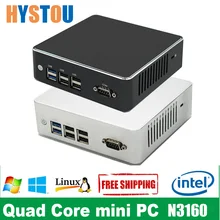 4 ядра barebone Linux мини ПК Celeron N3160 2 NUC LAN 2HDMI Windows 7 безвентиляторный дизайн без шума 4K HD Windows 10 HTPC компьютер