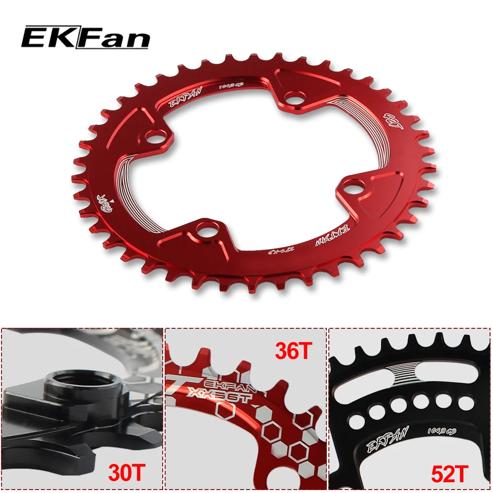 EKFan 104BCD XT круглая форма 30T 32T 34T 36T 38T 40T 42T 44T 46T 48T 50T 52T велосипедная цепь MTB велосипедная цепь