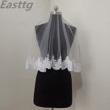 Кружево для свадебной вуали два слоя аппликации кружева мягкие Свадебные вуали с гребешком белый/слоновой кости свадебные аксессуары, фата Veu de Noiva