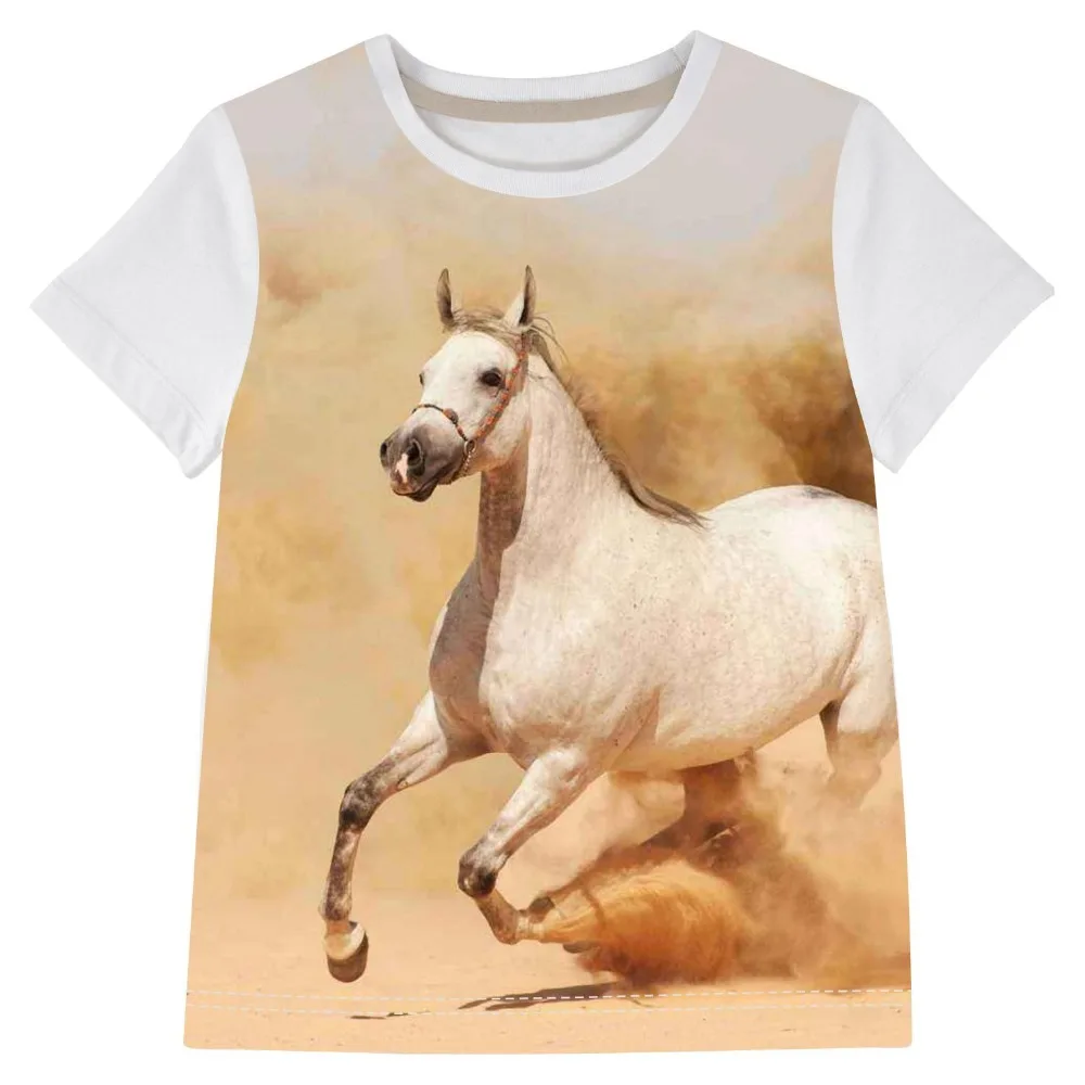 Футболки для мальчиков, одежда детская новая модная летняя одежда с принтом бегущей лошади Детские футболки футболка для мальчиков от 2 до 14 лет
