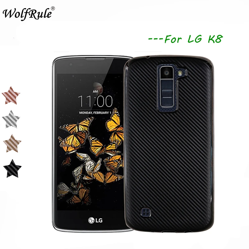 WolfRule For Case LG K8 Cover Luxury Full Protection Carbon Fiber Brushed Soft TPU K350 K350E K350N |