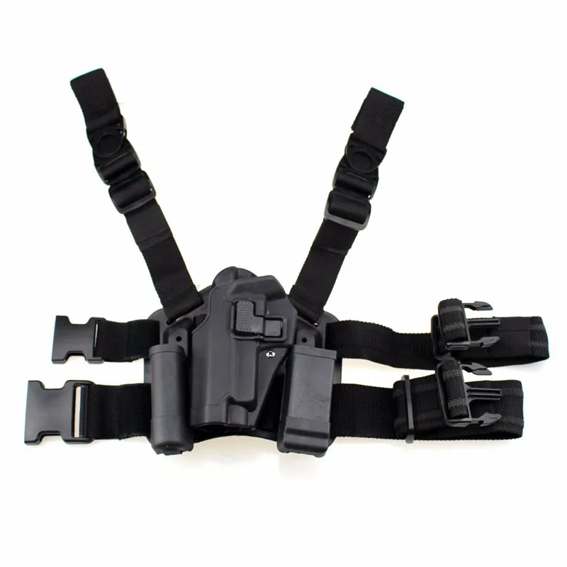 

Tactical Sig P226 Pistol Holster Military Hunting Airsoft Gun Carry Left Hand Leg Holster With Magazine & Flashlight Pouch