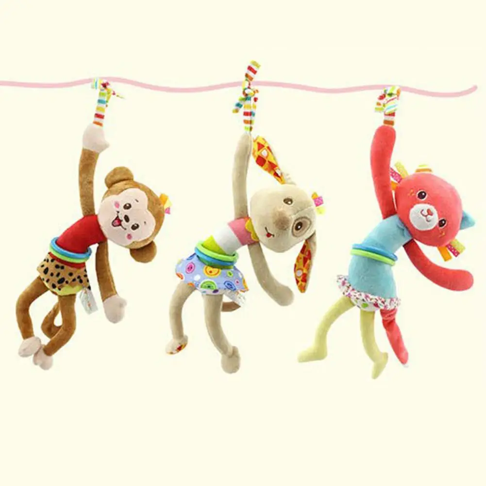 

Cartoon Monkey/Cat/Dog Baby Rattle Toy Infant Bed Stroller Hanging Hand Bell for baby stroller bed baby toys