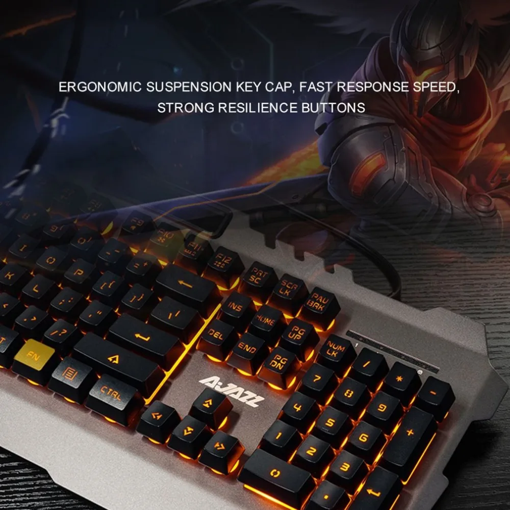 

Ajazz USB Wired Gaming Keyboard Ergonomic Keyboard Metal Panel Waterproof Backlight Keyboard Mechanical with phone holder
