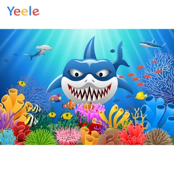 

Yeele Cartoon Seabed Shark Photography Backdrop Children Boy Kids Baby Birthday Party Photographic Background For Photo Studio