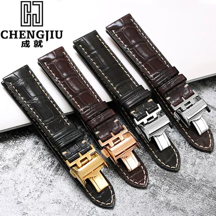 Crocs Alligator Leather Watch Band For Longines/Master For Law/Grand For Magnificent Retro Watch Straps Bracelet Belt 19 20 21mm