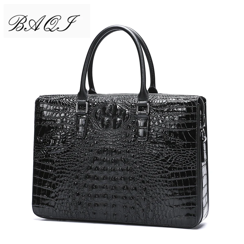 

BAQI Men Briefcase Bag Handbags Crocodile Pattern Cow Leather Man Shoulder Messenger Bag Password Lock Men Computer Business Bag
