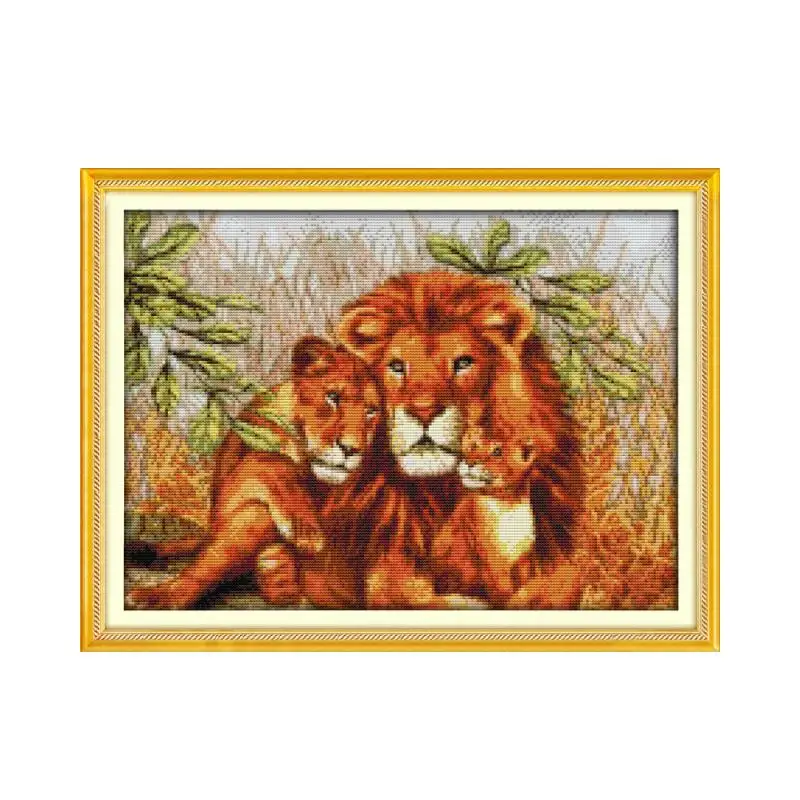 

A Lion Family Joy Sunday Cross Stitch Kits Embroidery Needlework Sets DMC Cross Stitch Kits Embroidery Knitting Needles Crafts
