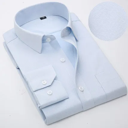 Plus Size 5XL 6XL 7XL 8XL Striped Twill Long Sleeve Men Shirt White Red Blue Male Business Large Big Dress Shirts Camisas