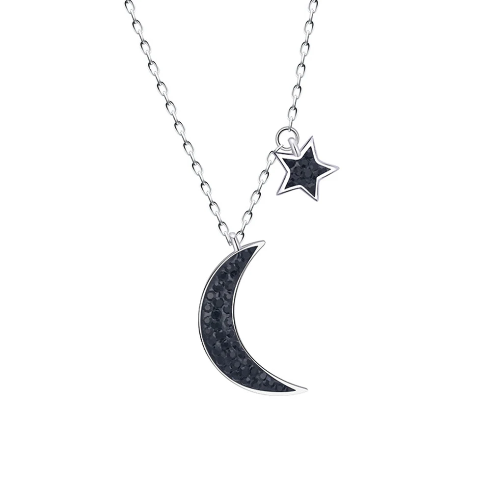 Ожерелье DAIWUJAN Moon Star из стерлингового серебра 925 пробы в Корейском стиле, черная микроинкрустированная Цепочка-ключица, темперамент