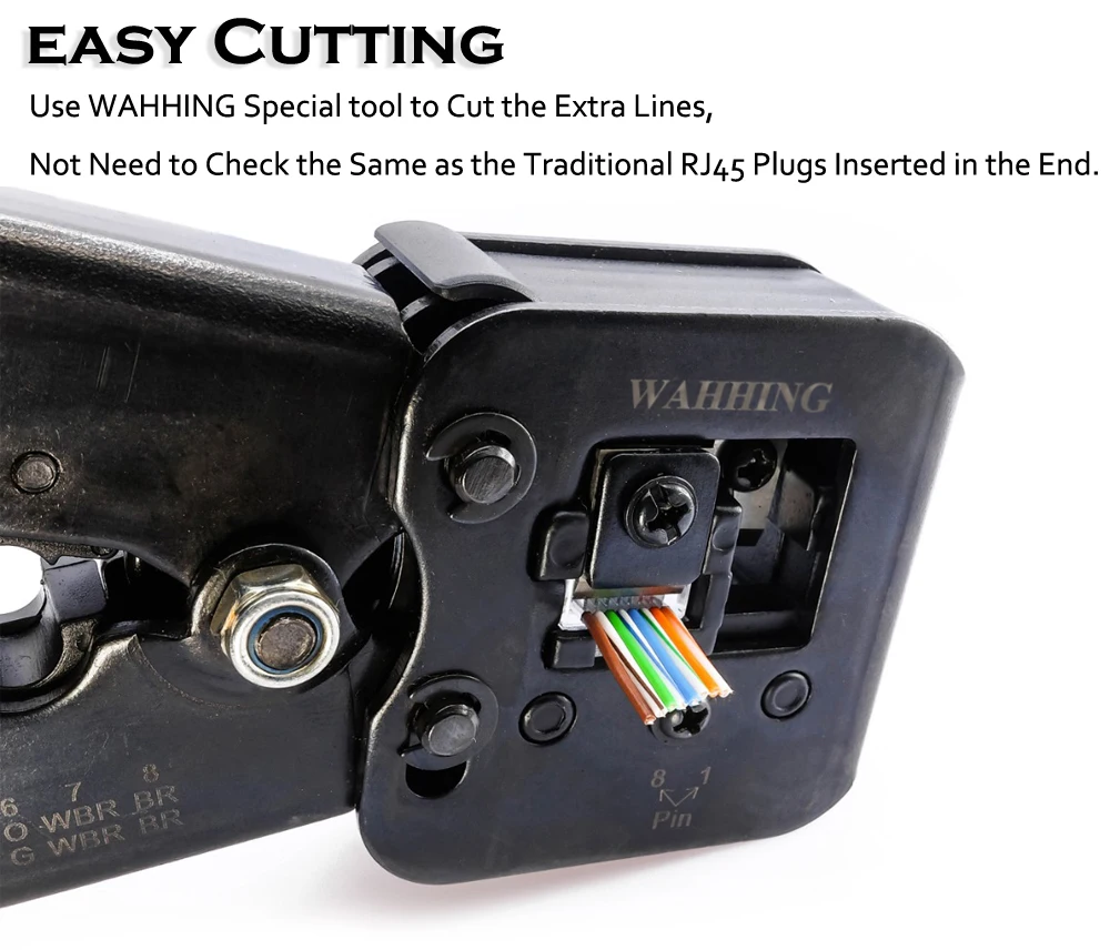 50pcs rj45 connector Cat5 cat5e network connector 8P8C metal shielded modular EZ rj45 plug terminals have hole HY1550