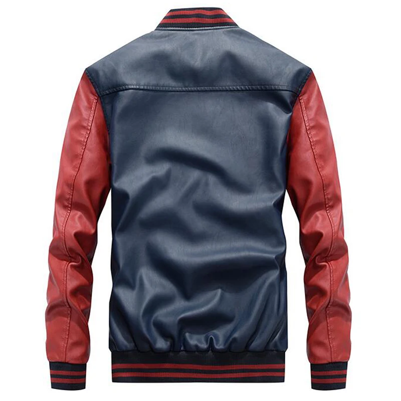 Leather Jacket Men Casual Fleece Thicken Faux Leather Coats College Basebal Moto Biker Bomber Jackets jaqueta de couro masculino tall leather jacket