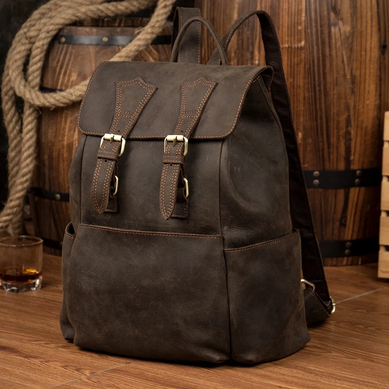 

brand genuine leather backpacks men women lovers school bag brand designer student backpack men vintage handmade book bag bolso