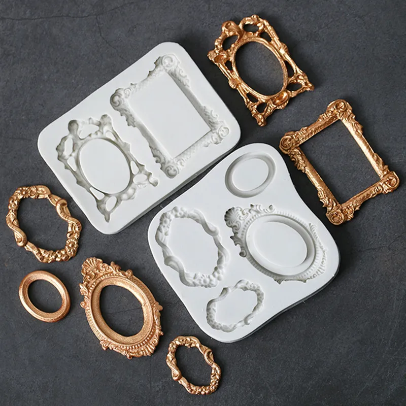 

European retro photo frame silicone mold DIY fondant cake mold chocolate fudge dry Pez mold decoration mold baking utensils