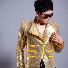 Золотая певица Косой молнии мужское пальто расшитая блестками куртка Мужские куртки сценическая 1 Мужская куртка модная одежда 3XL настраиваемая