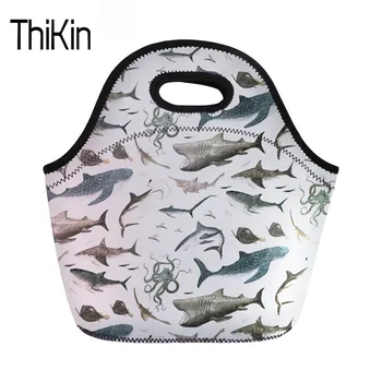 

THIKIN Shark Lunch Bag For Kids Boys Girls Fashion Women's Thermal Cooler Bags Casual Female Neoprene Sandwich Picnic Handbag
