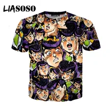 LIASOSO, аниме, 3d принт, футболка для мужчин и женщин, Harajuku, joJo's, хип-хоп, причудливый, homme Adventur, футболка, рок, футболки, homme, футболка E835