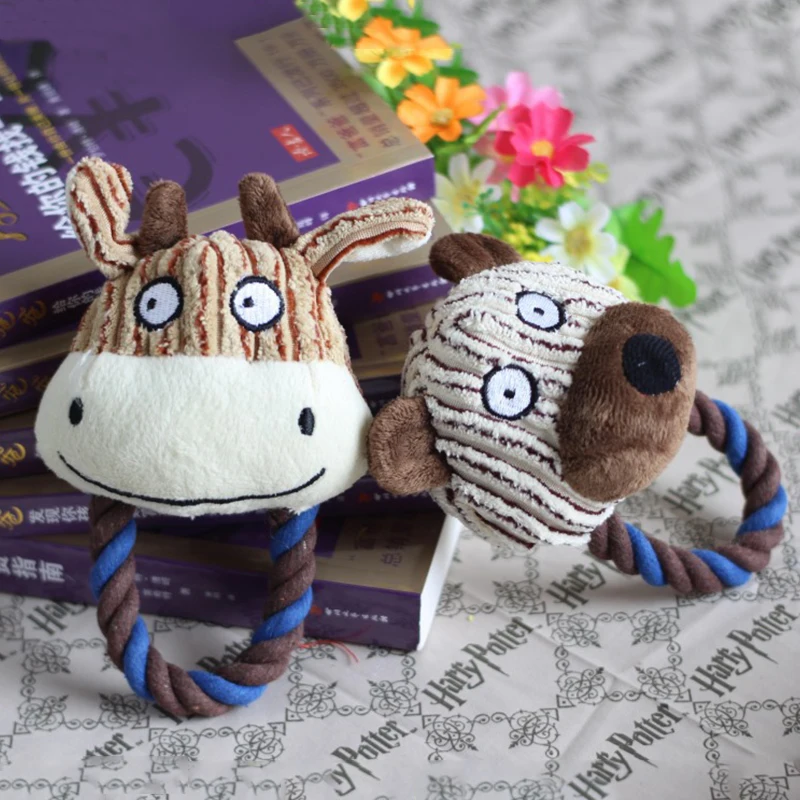2 pcs/set Dog Toys Squeak Chew Durable Ropes Pet Round Interactive Toy Supply Product Tiger Cow Flying Discs | Дом и сад