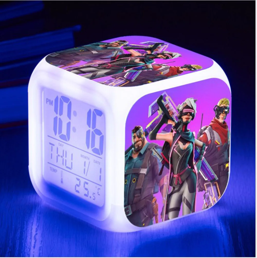 

Fortnit.. Battle Royale Game Figurines Alarm Clock LED Colors Light Fortnited" Desktop Watch Minecraft Fortnight Figure Toys