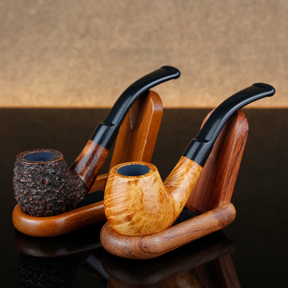 Classic Bent Smoking Pipe Gift Set Deplanate Mouth Briar Pipe 3mm