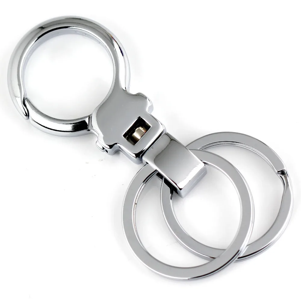 

Double Loops Pants Buckle Waist Belt Clip Polished Silver Keyring Keychain Key Chain Ring Keyfob