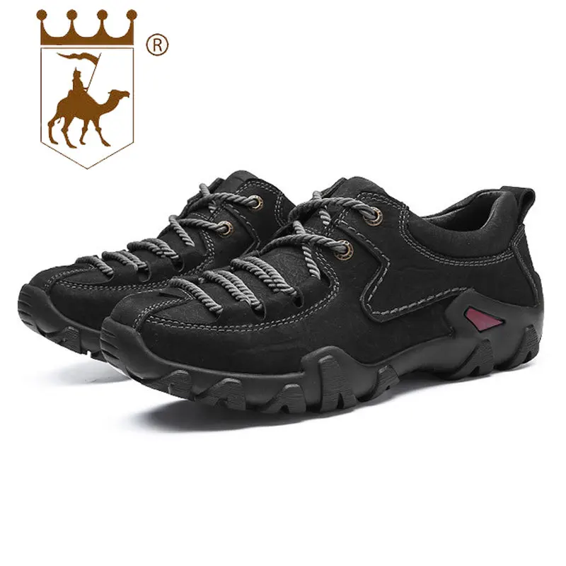 

BACKCAMEL Men's Casual Shoes Leather Outdoor Boots Wear-resistant Non-slip Breathable Footwear Flat Lace-up Walk Shoes Size38-45