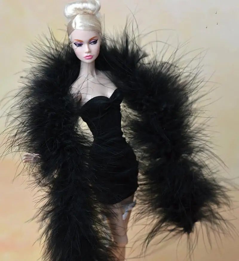 Fashion Black Long Plush Shawl Pashmina For Barbie Dolls For Monster High Dolls Girl s Playhouse