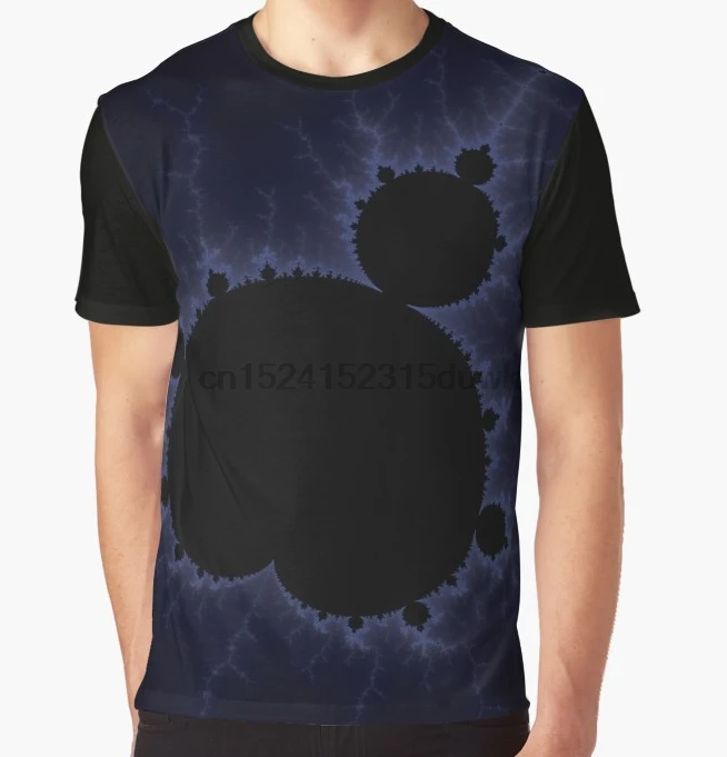 

All Over Print T-Shirt Men Funy tshirt Fractal Light Blue Mandelbrot Short Sleeve O-Neck Graphic Tops Tee women t shirt
