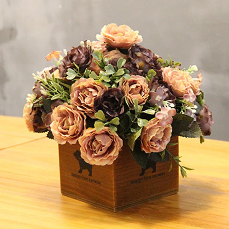 Artificial Flowers European Silk Rose Flower Decor Wedding Favors For